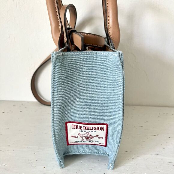 True Religion Denim Quilted Tote Satchel Crossbody Bag - Blue - NEW - TNFB0110 - Picture 8 of 12